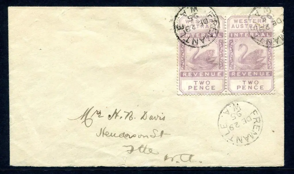 1895 (29th Dec) Local Fremantle cover with 2d dull ... Image 1++