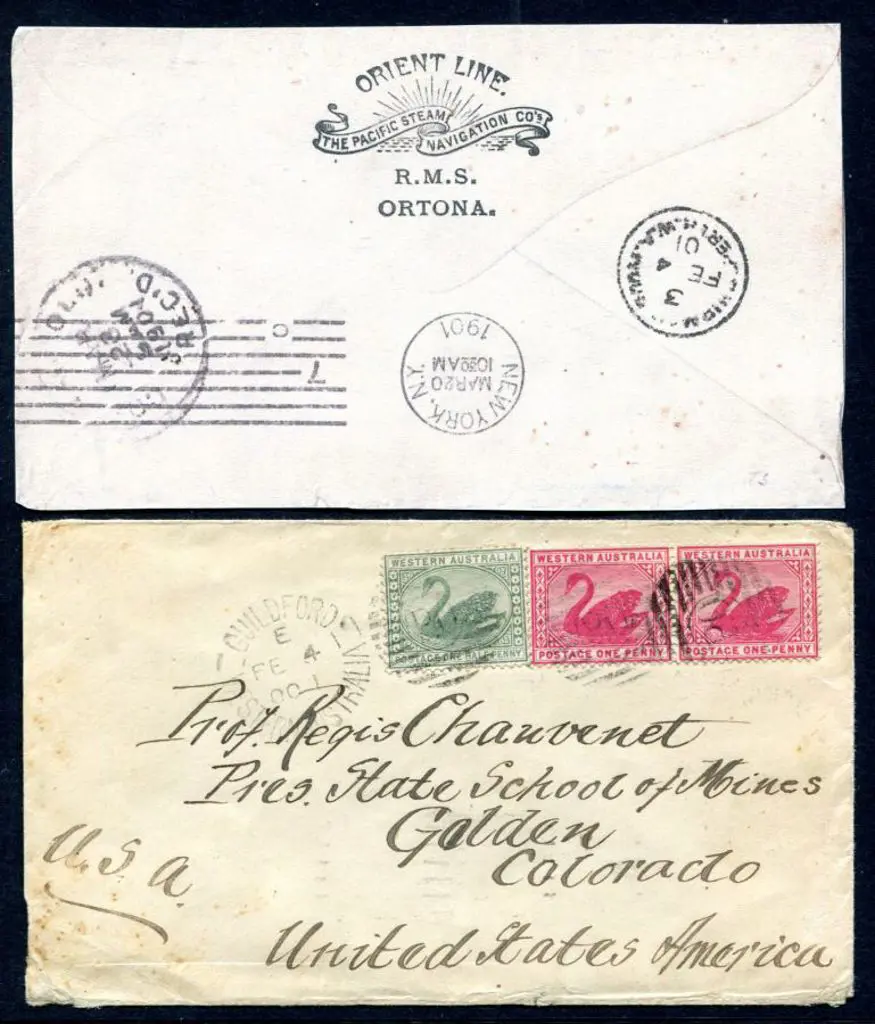 1901 (4th Feb) cover from Guildford to USA with ½d ... Image 1++