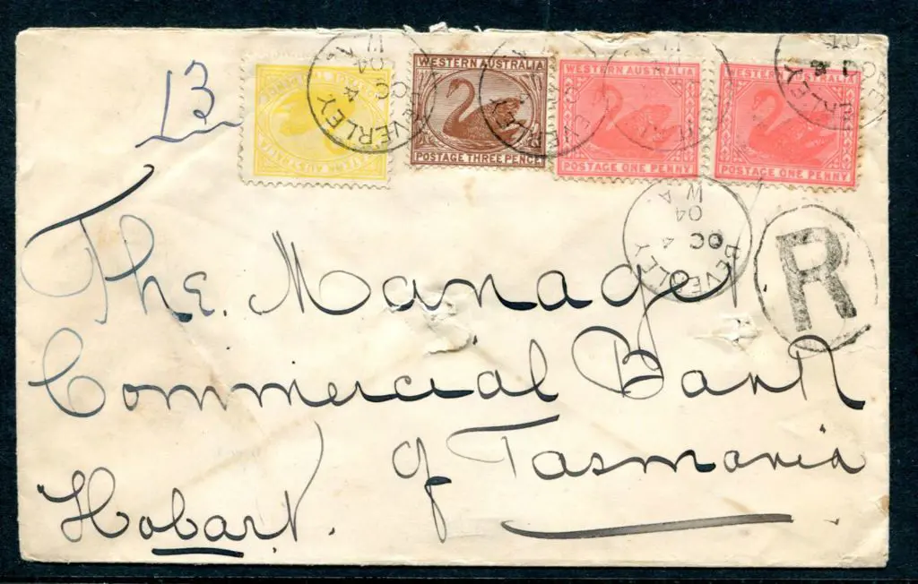 1904 (4th Oct) Registered cover from Beverley to ... Image 1++