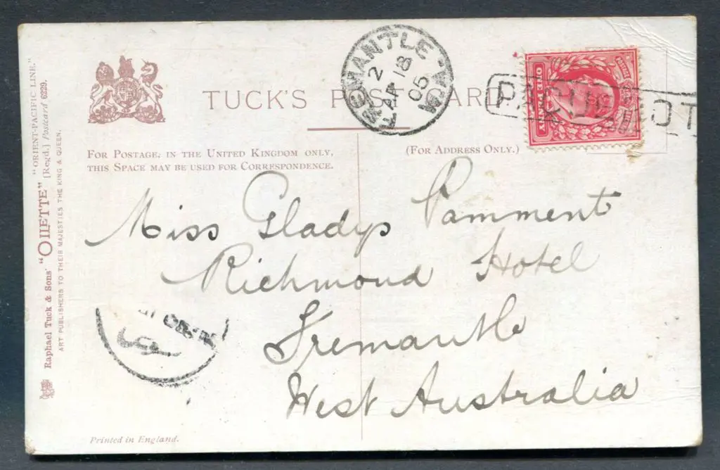 1905 (18th Apr) "RMS Orontes" colour postcard with ... Image 1++