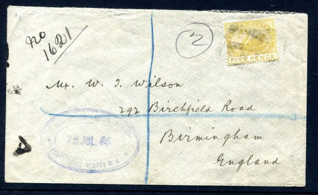 1905 (7th Jul) Registered Albany to England cover ... Image 1++