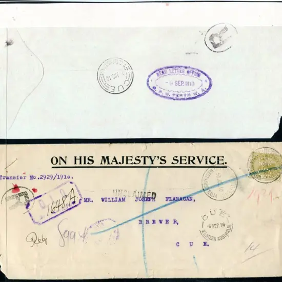 1910 (30th July) Registered & Unclaimed Office of ...