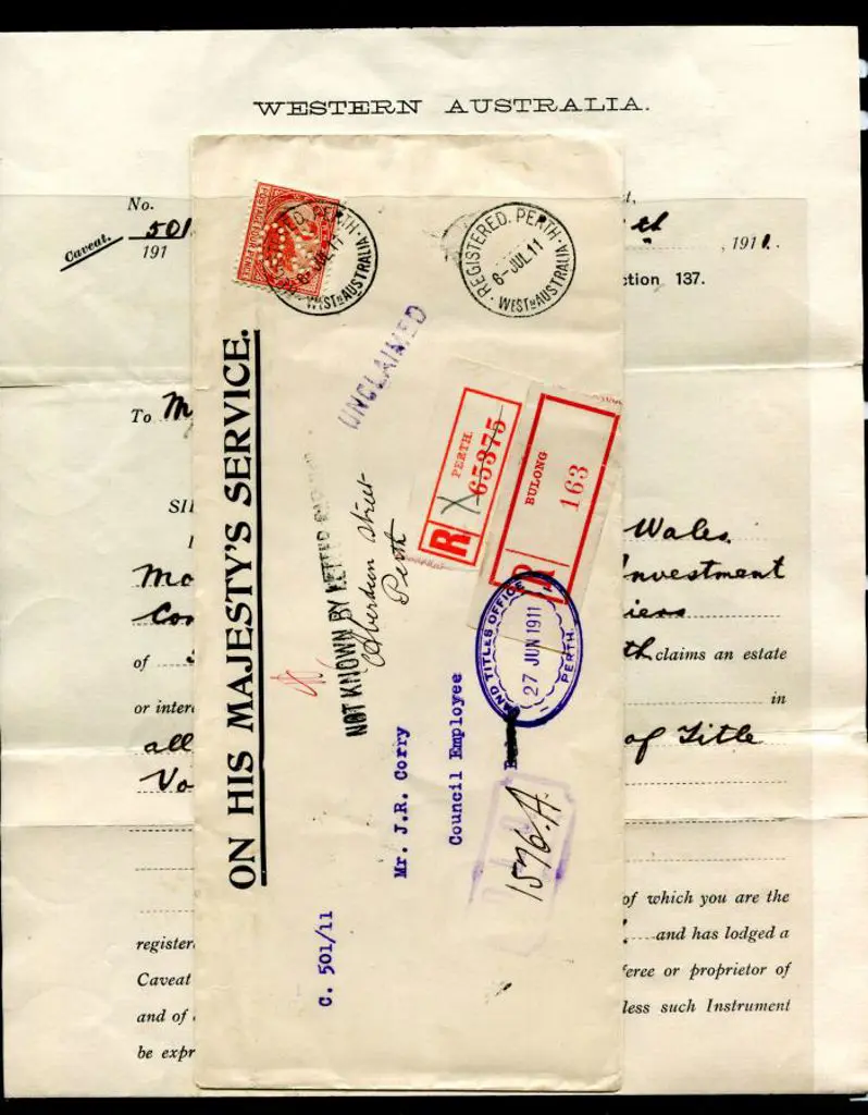 1911 (6th July) Registered undelivered Titles ... Image 1++