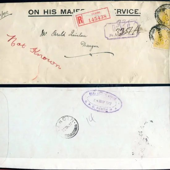 1912 (15th April) Registered RTS "His Majesty's ...