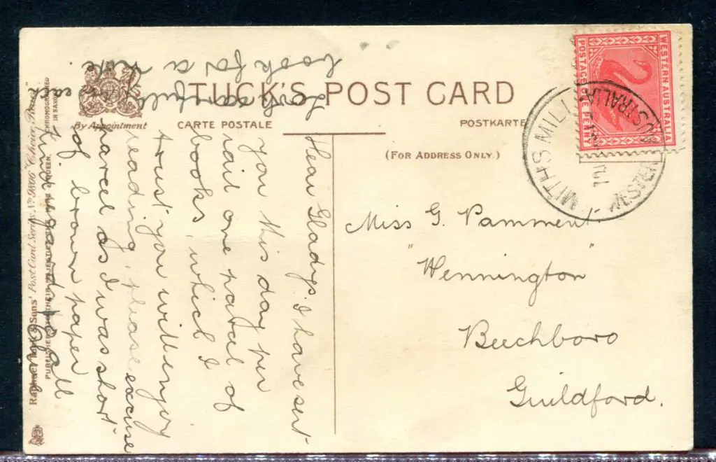 1913 (10th Feb) Tuck white rose greeting postcard ... Image 1++