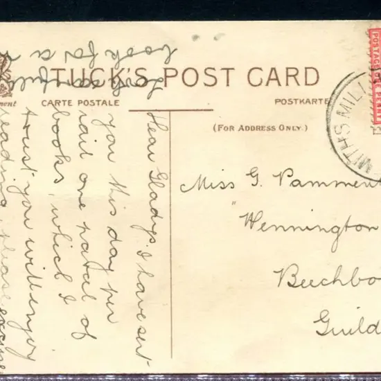 1913 (10th Feb) Tuck white rose greeting postcard ...