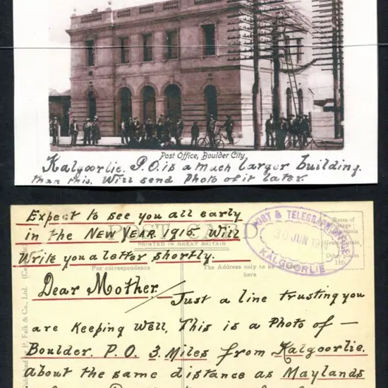 1914 (30th June) "Post Office, Boulder City" Falk ...