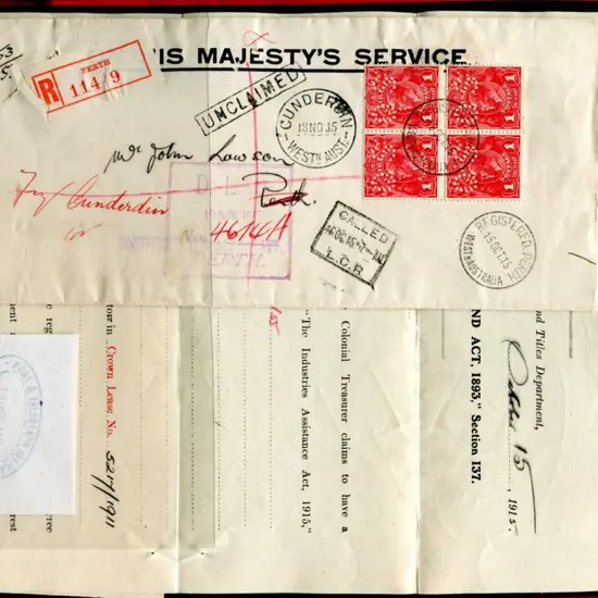 1915 (15th Oct) "On His Majesty's Service" ...