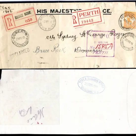 1916 (22nd Feb) Registered but undelivered "On His ...