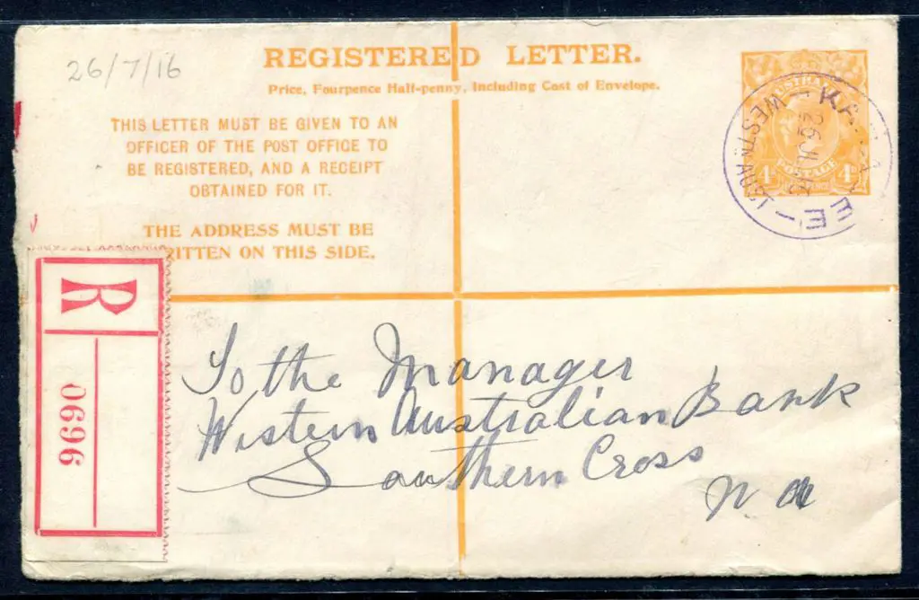1916 (26th July) KGV 4d Registered envelope (RE 4b ... Image 1++