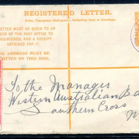 1916 (26th July) KGV 4d Registered envelope (RE 4b ...