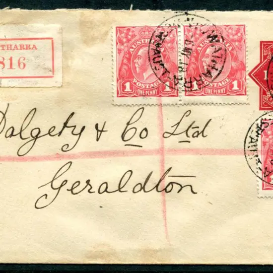 1918 (6th May) 1d red KGV Embossed Envelope ...