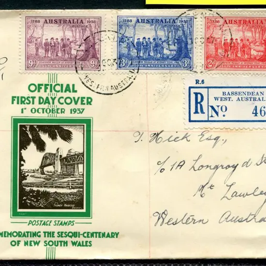 1937 (1st Oct) 150th Anniv of NSW set of 3 on ...