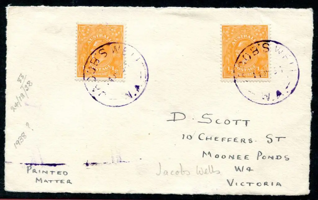1938 (24th Jan) cover front only with 2 x ½d ... Image 1++