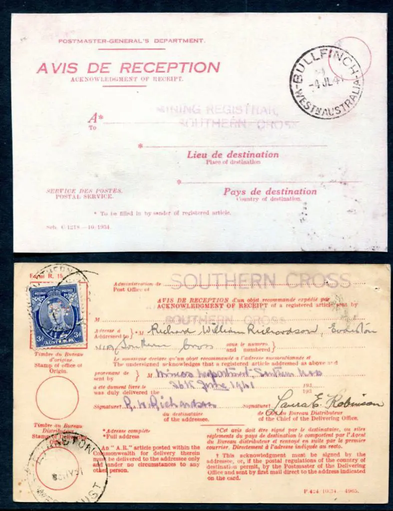 1941 (27th Jan) A.R. card from Clerk of Courts ... Image 1++