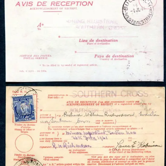 1941 (27th Jan) A.R. card from Clerk of Courts ...