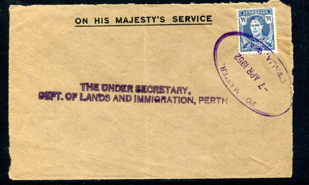 1952 (7th Apr) "On His Majesty's Service" cover ... Image 1++