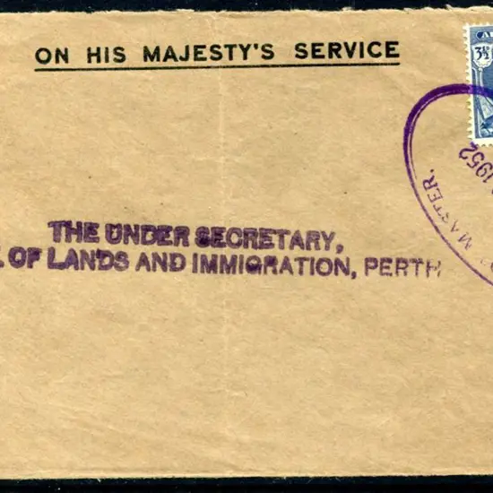 1952 (7th Apr) "On His Majesty's Service" cover ...