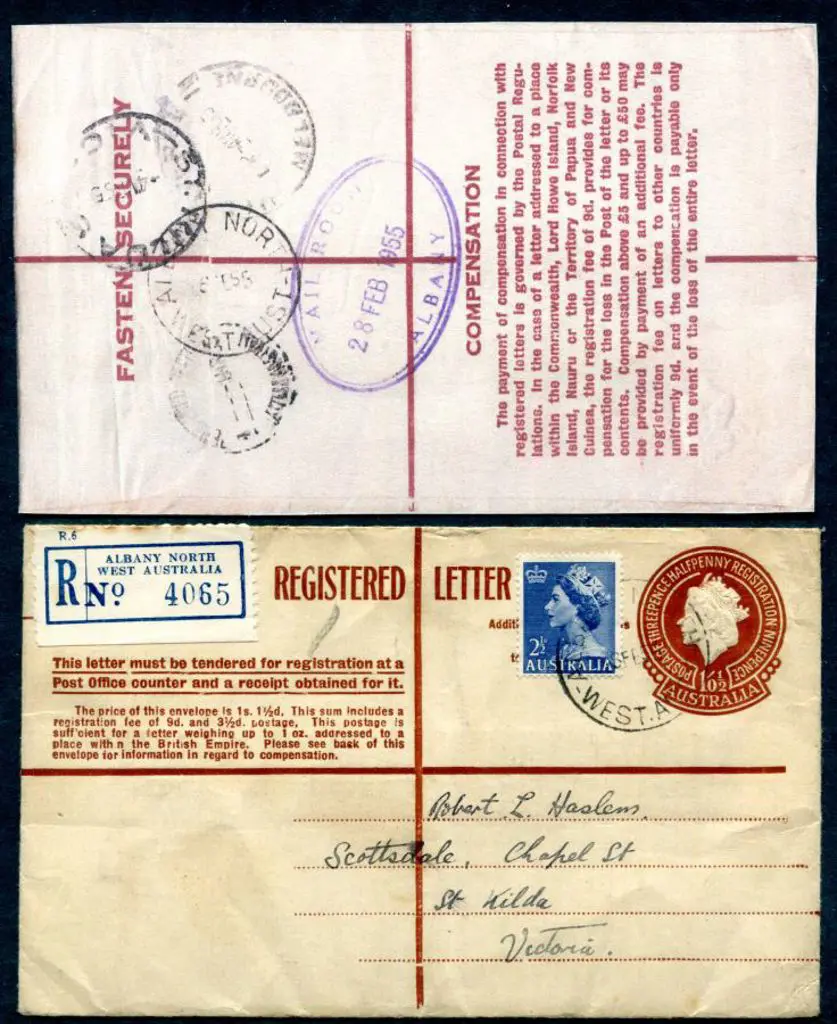 1955 (28th Feb) 1/0½d QEII embossed Registered ... Image 1++