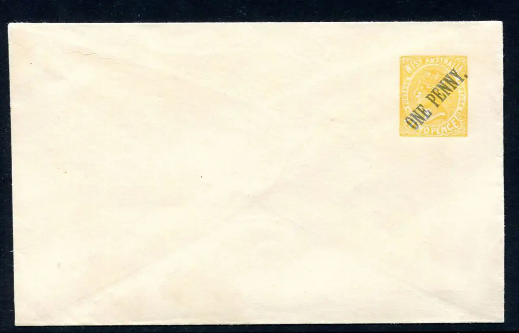 1912 "ONE PENNY" surcharge in blue ink on 2d lemon ... Image 1++