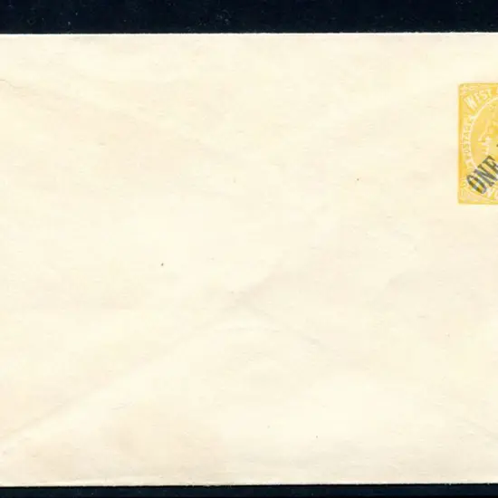 1912 "ONE PENNY" surcharge in blue ink on 2d lemon ...
