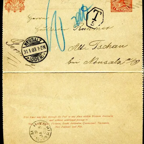 1915 2d brown-red with text on back. Postally used ...