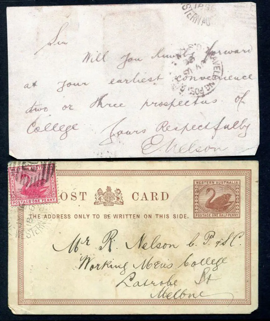 1892 ½d chestnut (PC 6) uprated with 1d red swan ... Image 1++