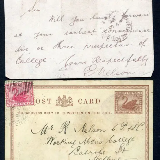 1892 ½d chestnut (PC 6) uprated with 1d red swan ...