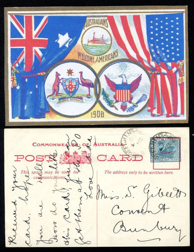 1908 1d blue American Fleet Postcard (PC 16). Fine ... Image 1++