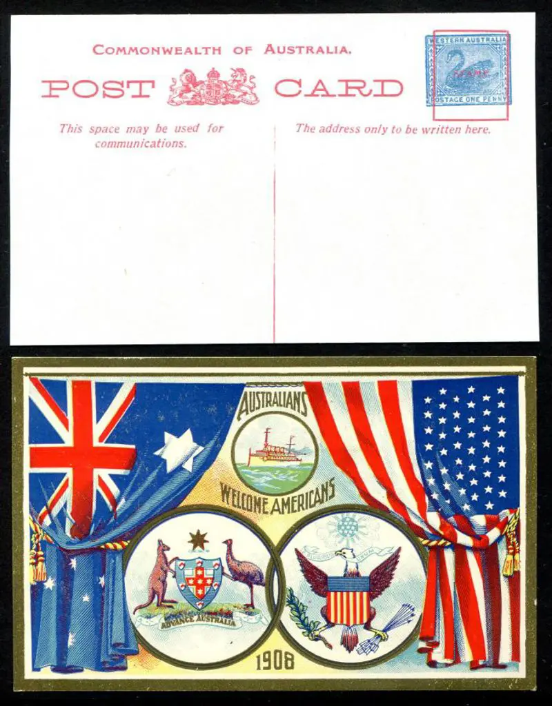 1908 1d blue American Fleet Postcard (PC 16). ... Image 1++