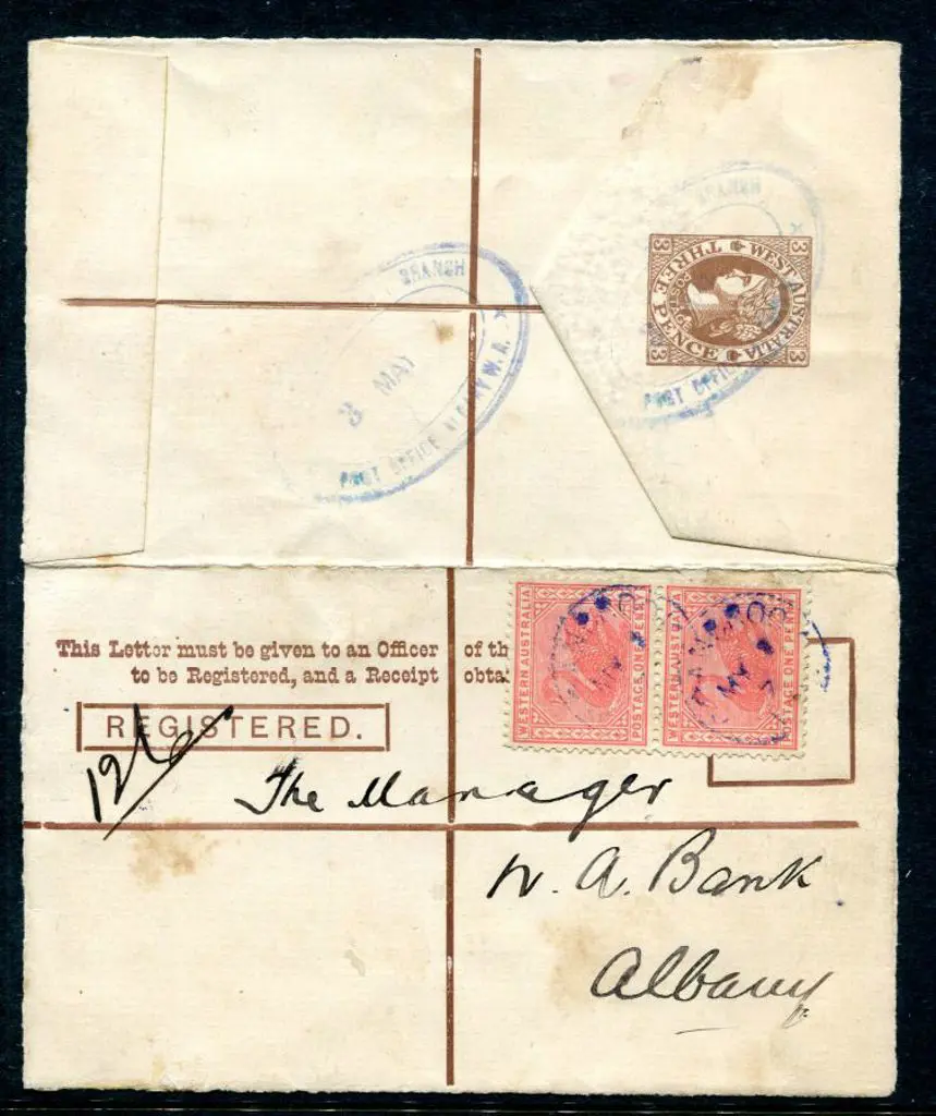 1903 3d stamp & text in brown with additional 1d ... Image 1++