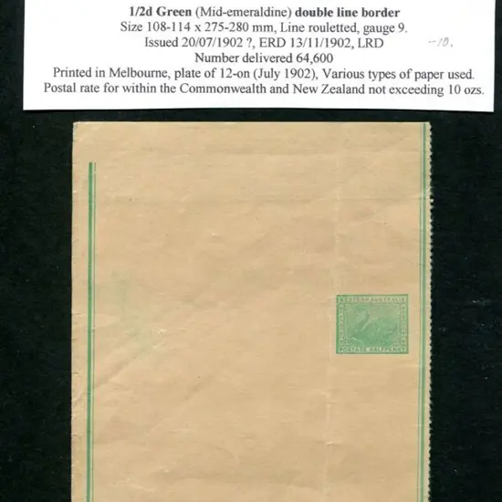 1902 ½d green with double border line. Fresh ...