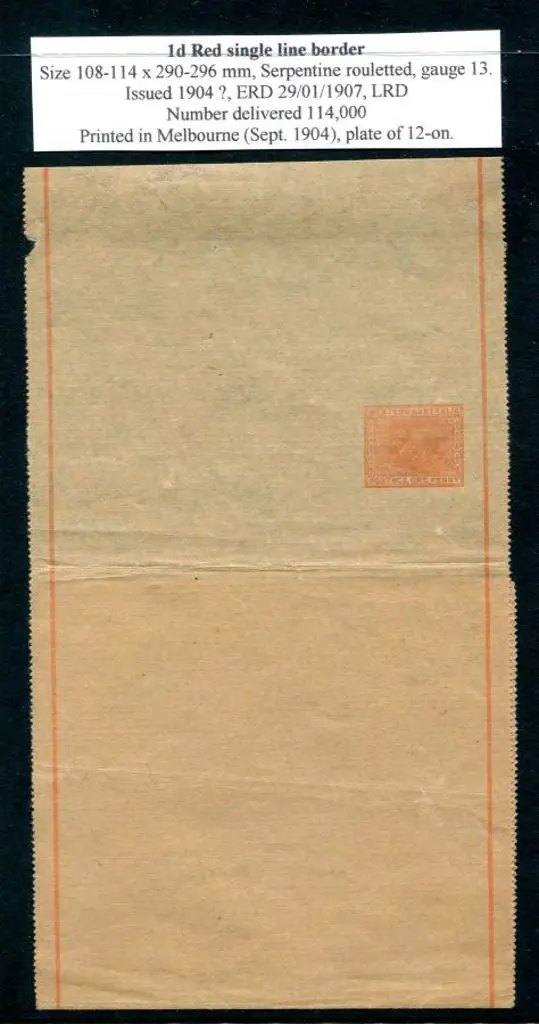 1904 1d red with single line border & Serpentine ... Image 1++