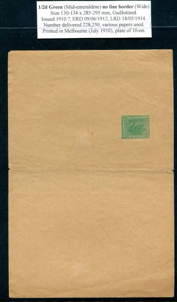 1910 ½d green (130-134mm x 285-295mm) on pale buff ... Image 1++
