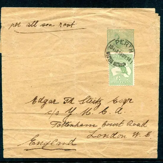 1910 ½d green (130-134mm x 285-295mm) on pale buff ...