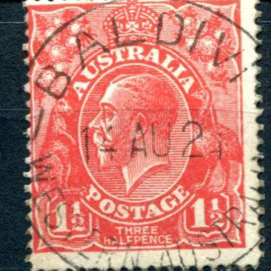 Baldivis A30 Crisp 85% strike on 1½d red KGV for ...