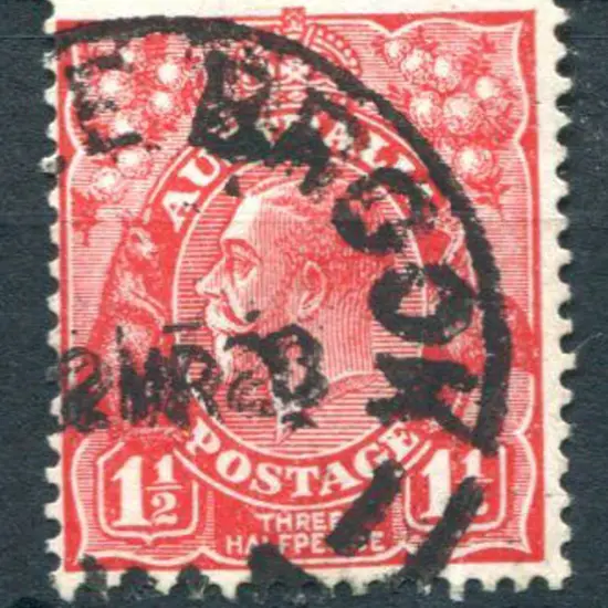 Barlee Brook c30 59% strike on 1½d red KGV for 2 ...