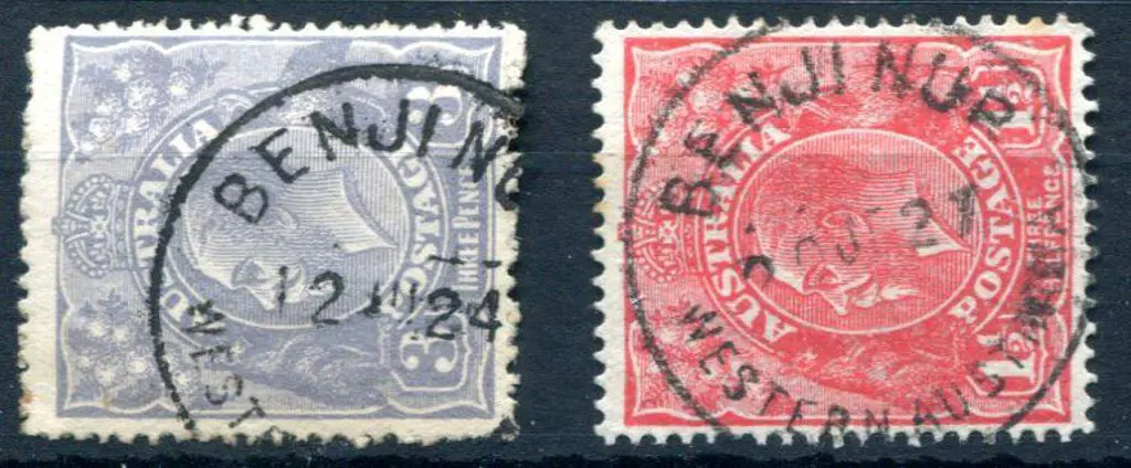 Benjinup A27 on 3d blue KGV for 12 JU 24 & on 1½d ... Image 1++