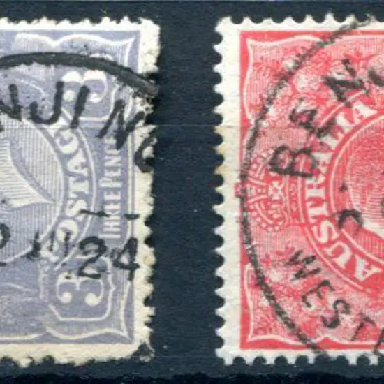 Benjinup A27 on 3d blue KGV for 12 JU 24 & on 1½d ...