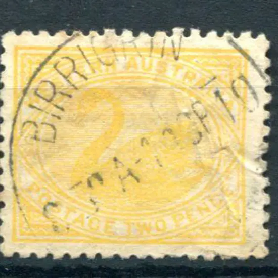 Berrigan A27T spelt "BIRRIGRIN" on 2d yellow swan ...