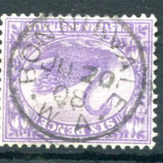 Bonnievale 3b-a on 6d violet swan (W crown A wmk) ...