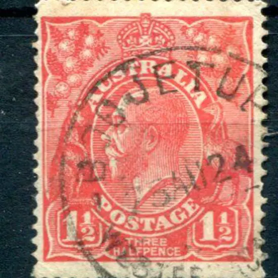 Boojetup A26 on 1½d red KGV dated 25 AU 24. Group ...