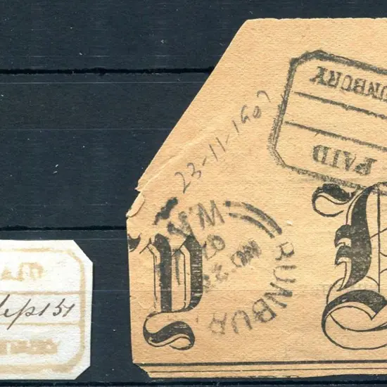 Bunbury Paid PA pd 2 x 2. One on piece dated "18th ...