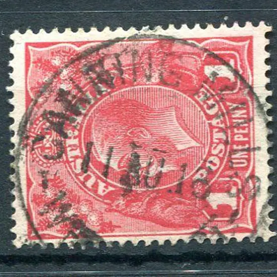 Canning Mills B28 on 1d red KGV for 11 AU 16. Not ...