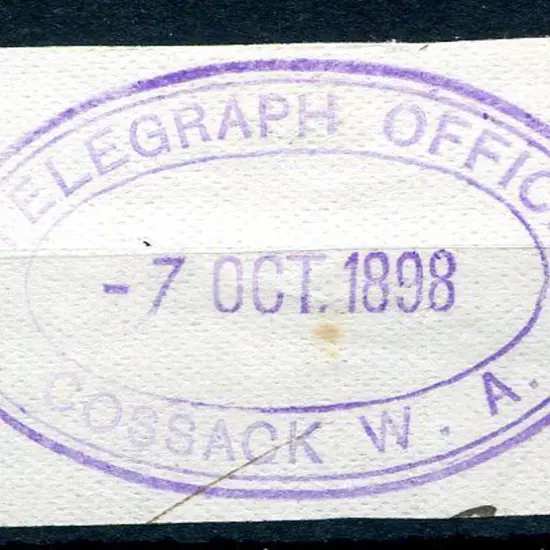 Cossack Telegraph Office ORS2 on piece dated 7 OCT ...