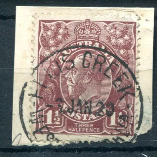 Ellis Creek D28 on 1½d brown KGV. An early date ...