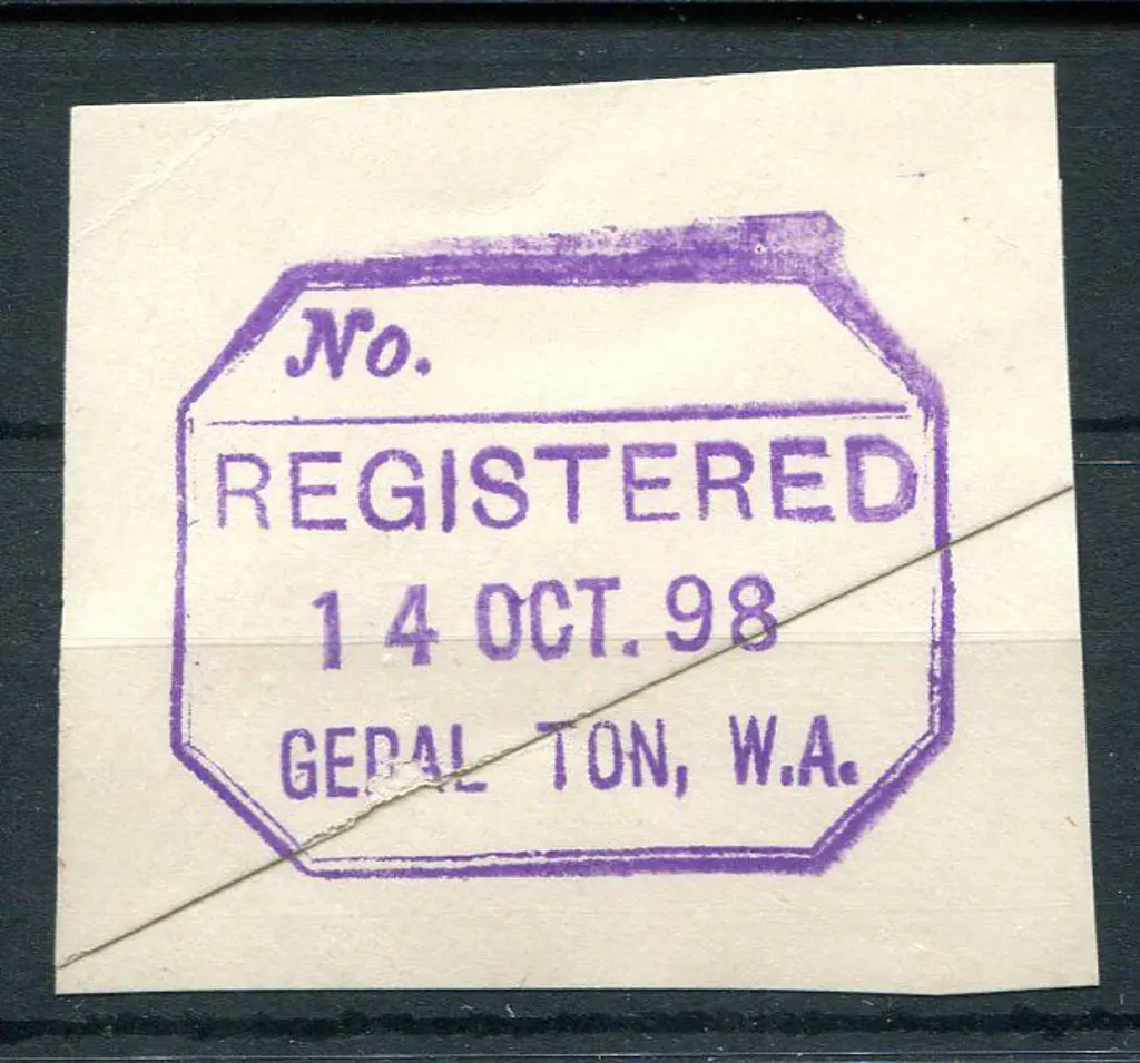 Geraldton Registered boxed rubber stamp RRS.1 on ... Image 1++
