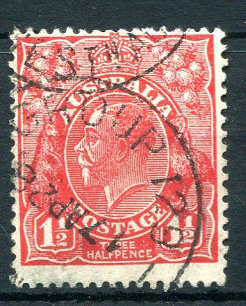 Group 129 B28 1½d red KGV with 2 part strikes for ... Image 1++