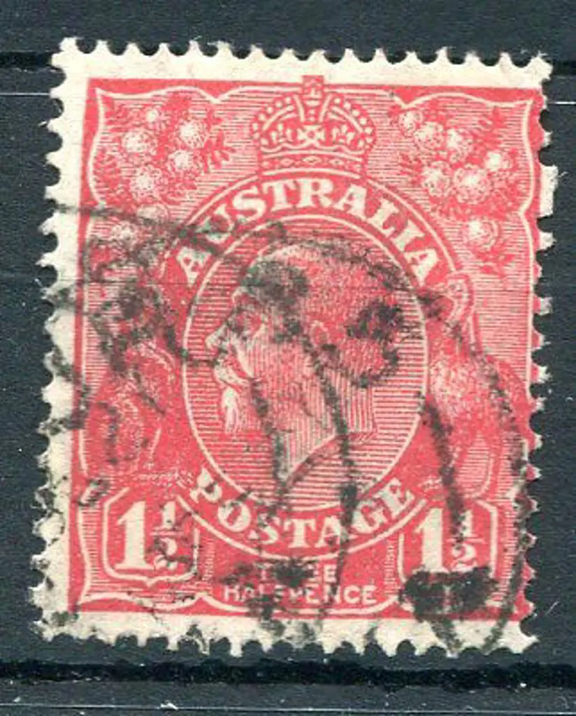 Group 85 Untidy 30-40% part strikes on 1½d red KGV ... Image 1++