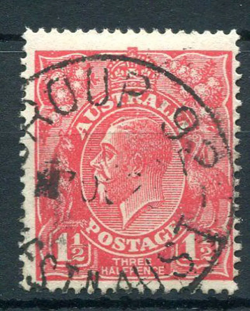 Group 89 C29 40% strike on 1½d red KGV for 4 FE ... Image 1++